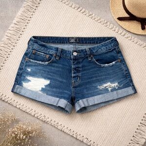 Abercrombie & Fitch Distressed Blue Jean Shorts